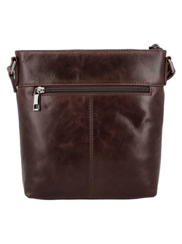 HIDE & STITCHES Leren schoudertas "Porto" donkerbruin - (B)23 x (H)23 x (D)4 cm