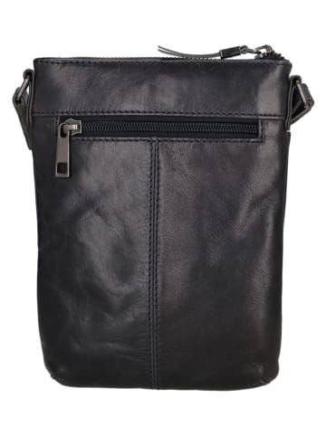 HIDE & STITCHES Leder-Umhängetasche "Porto" in Schwarz - (B)17 x (H)22 x (T)2 cm