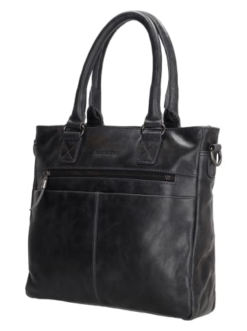 micmacbags Leren schoudertas antraciet - (B)28 x (H)33,5 x (D)9 cm