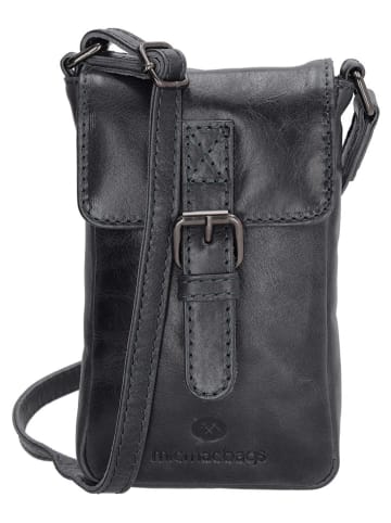 micmacbags Skórzana torebka w kolorze czarnym na telefon - 10 x 16 x 3 cm