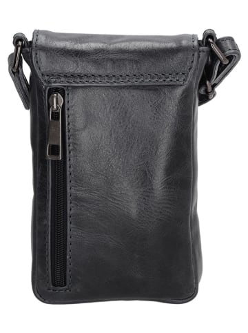 micmacbags Skórzana torebka w kolorze czarnym na telefon - 10 x 16 x 3 cm