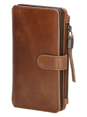 micmacbags Skórzana torebka w kolorze jasnobrązowym na telefon - 9 x 15 x 3 cm