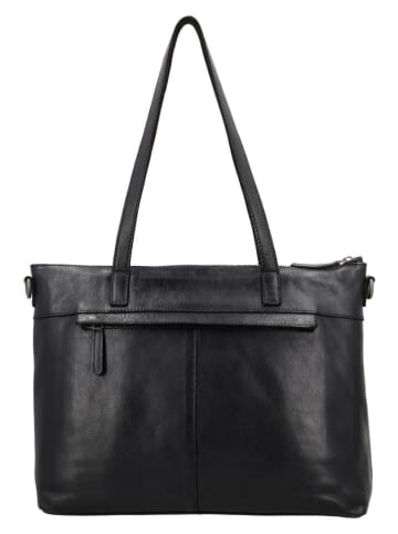 HIDE & STITCHES Leren schoudertas "Inspired by Country" zwart - (B)38 x (H)26 x (D)12 cm