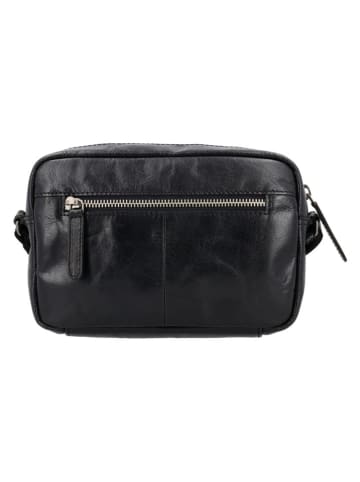 HIDE & STITCHES Leder-Umhängetasche "Westland" in Schwarz - (B)22 x (H)14 x (T)6 cm