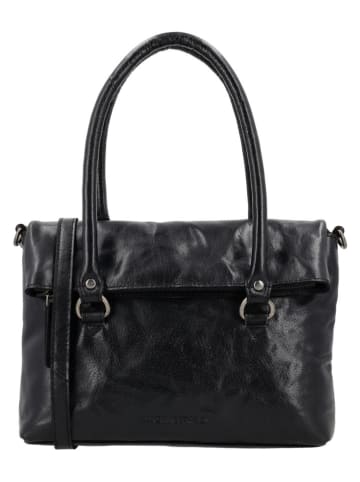 HIDE & STITCHES Leder-Schultertasche "Westland" in Schwarz - (B)29 x (H)20 x (T)7 cm
