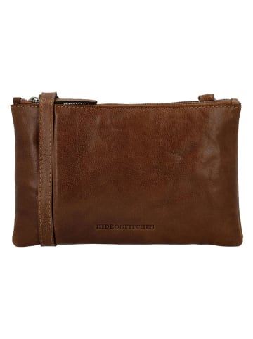 HIDE & STITCHES Leren schoudertas bruin - (B)24 x (H)15 x (D)5 cm