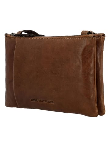 HIDE & STITCHES Leren schoudertas bruin - (B)24 x (H)15 x (D)5 cm