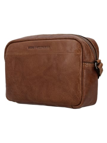 HIDE & STITCHES Leren schoudertas "Westland" cognackleurig - (B)22 x (H)14 x (D)6 cm