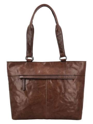 HIDE & STITCHES Leren schoudertas bruin - (B)37 x (H)29 x (D)8 cm