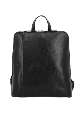 HIDE & STITCHES Leren rugzak zwart - (B)27 x (H)29 x (D)9 cm