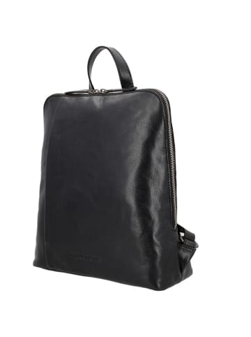 HIDE & STITCHES Leder-Rucksack in Schwarz - (B)27 x (H)29 x (T)9 cm