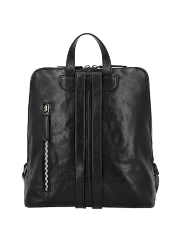 HIDE & STITCHES Leder-Rucksack in Schwarz - (B)27 x (H)29 x (T)9 cm