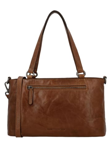 HIDE & STITCHES Leder-Schultertasche in Hellbraun - (B)35 x (H)20 x (T)11 cm