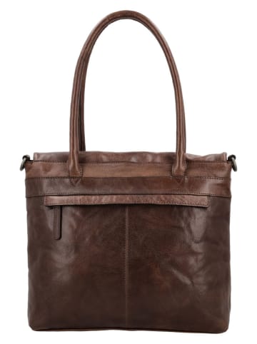 HIDE & STITCHES Leren schoudertas "Westland" donkerbruin - (B)36 x (H)29 x (D)9 cm