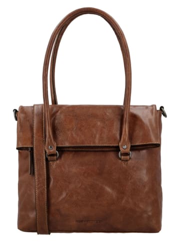 HIDE & STITCHES Leren schoudertas "Westland" cognackleurig - (B)36 x (H)29 x (D)9 cm