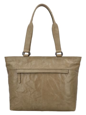 HIDE & STITCHES Leren schoudertas beige - (B)37 x (H)29 x (D)9 cm