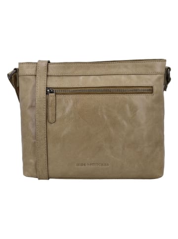 HIDE & STITCHES Leder-Umhängetasche in Beige - (B)28 x (H)22 x (T)8 cm