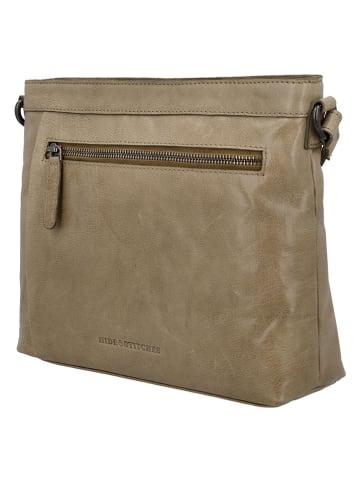 HIDE & STITCHES Leder-Umhängetasche in Beige - (B)28 x (H)22 x (T)8 cm