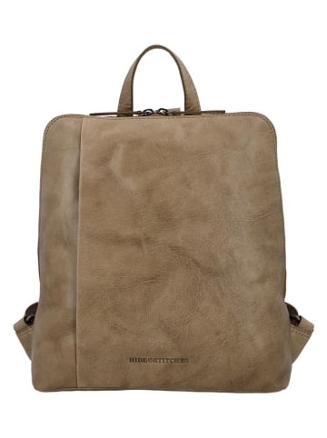 HIDE & STITCHES Leren rugzak beige - (B)27 x (H)29 x (D)9 cm