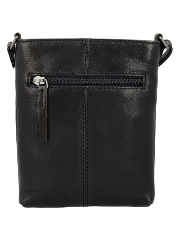 HIDE & STITCHES Leder-Umhängetasche in Schwarz - (B)22 x (H)24 x (T)3 cm