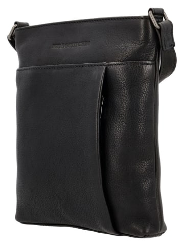 HIDE & STITCHES Leder-Umhängetasche in Schwarz - (B)17 x (H)20 x (T)2 cm