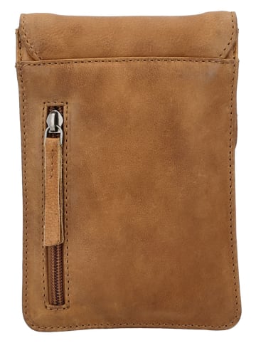 HIDE & STITCHES Leder-Handytasche in Hellbraun - (B)13 x (H)19 x (T)2 cm
