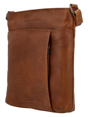 HIDE & STITCHES Leder-Umhängetasche in Hellbraun - (B)17 x (H)20 x (T)2 cm