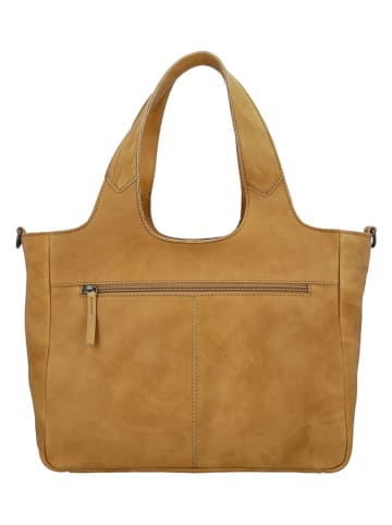 HIDE & STITCHES Leder-Henkeltasche in Hellbraun - (B)34 x (H)28 x (T)15 cm