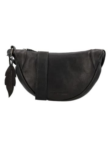 HIDE & STITCHES Leder-Umhängetasche in Schwarz - (B)29 x (H)18 x (T)10 cm