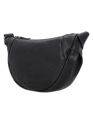 HIDE & STITCHES Leder-Umhängetasche in Schwarz - (B)29 x (H)18 x (T)10 cm