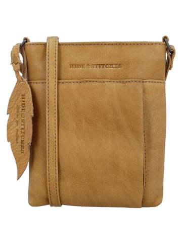 HIDE & STITCHES Leren schoudertas lichtbruin - (B)22 x (H)24 x (D)3 cm