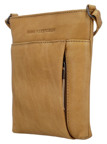 HIDE & STITCHES Leder-Umhängetasche in Hellbraun - (B)22 x (H)24 x (T)3 cm
