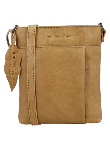 HIDE & STITCHES Leren schoudertas lichtbruin - (B)17 x (H)20 x (D)2 cm