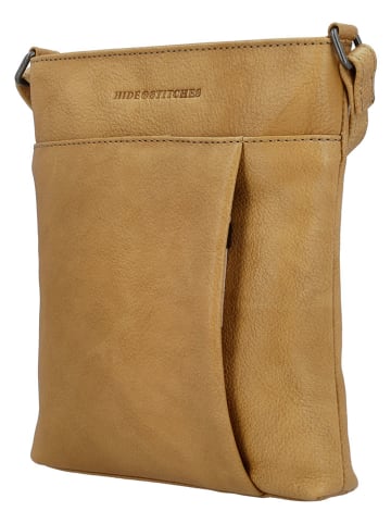 HIDE & STITCHES Leder-Umhängetasche in Hellbraun - (B)17 x (H)20 x (T)2 cm