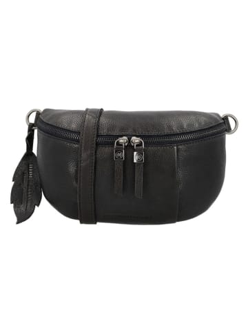 HIDE & STITCHES Leder-Brustbeutel in Schwarz - (H)13 x (T)11 cm