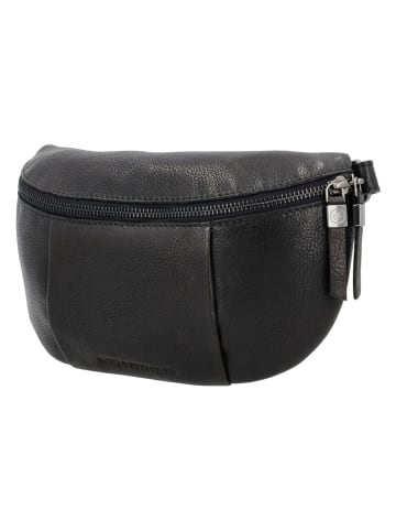 HIDE & STITCHES Leren borstbuidel zwart - (H)13 x (D)11 cm