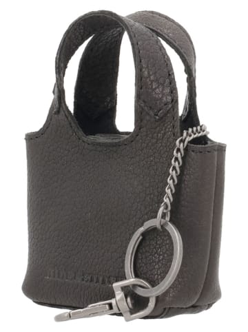 HIDE & STITCHES Leren sleutelhanger "Earth" antraciet - (B)8 x (H)6 x (D)3 cm