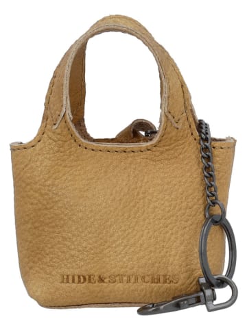 HIDE & STITCHES Leder-Schlüsselanhänger "Earth" in Hellbraun - (B)8 x (H)6 x (T)3 cm