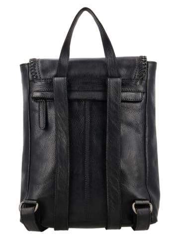 HIDE & STITCHES Leder-Rucksack "Inspired by Country" in Schwarz - (B)25 x (H)30 x (T)11 cm