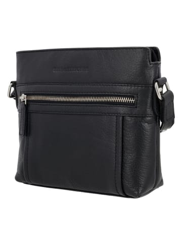 HIDE & STITCHES Leren schoudertas zwart - (B)21 x (H)18 x (D)5 cm