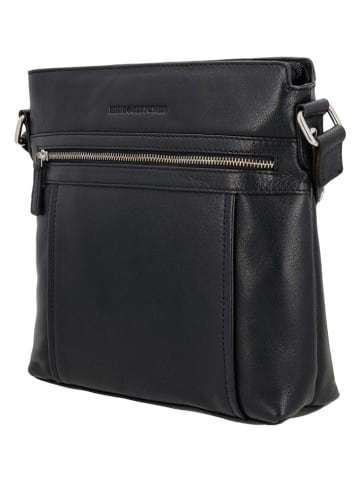 HIDE & STITCHES Leren schoudertas zwart - (B)26 x (H)26 x (D)8 cm