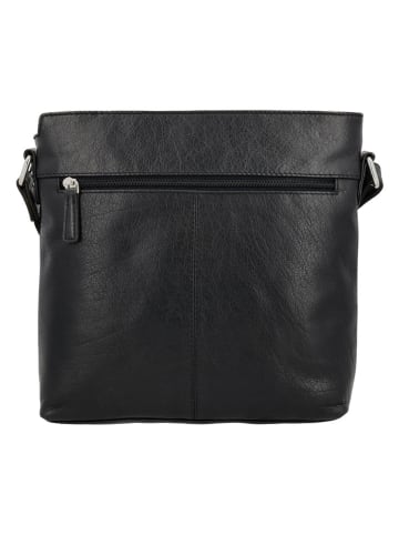 HIDE & STITCHES Leder-Umhängetasche in Schwarz - (B)26 x (H)26 x (T)8 cm