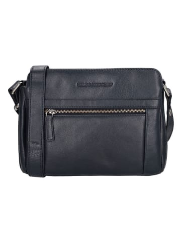 HIDE & STITCHES Leder-Umhängetasche in Dunkelblau - (B)26 x (H)20 x (T)8 cm