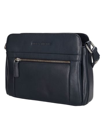 HIDE & STITCHES Leder-Umhängetasche in Dunkelblau - (B)26 x (H)20 x (T)8 cm