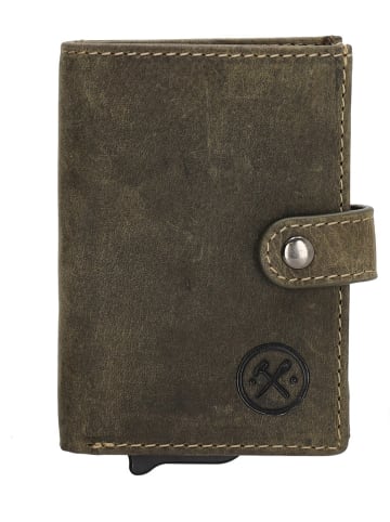 HIDE & STITCHES Leren portemonnee "Idaho" donkergroen - (B)10 x (H)8 x (D)1,5 cm