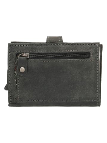 HIDE & STITCHES Leren portemonnee antraciet - (B)8 x (H)10 x (D)1,5 cm