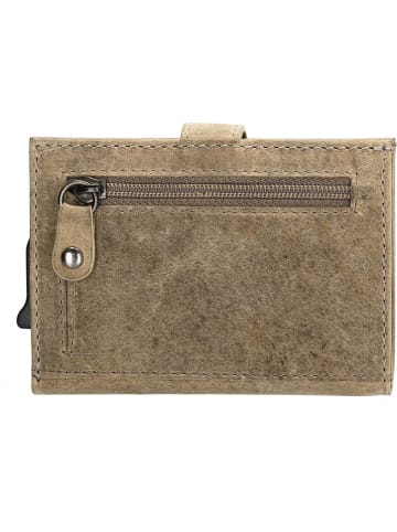 HIDE & STITCHES Leder-Geldbörse "Idaho" in Taupe - (B)10 x (H)8 x (T)1,5 cm
