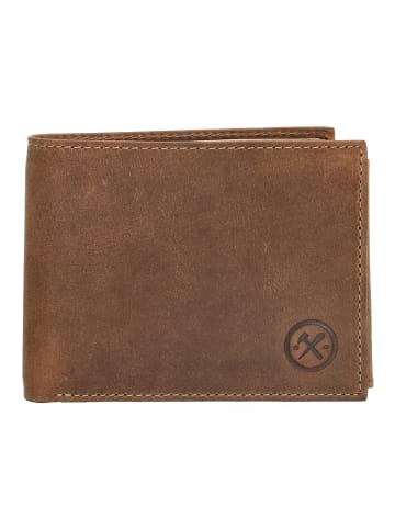 HIDE & STITCHES Leder-Geldbörse in Hellbraun - (B)12 x (H)9,5 x (T)2 cm