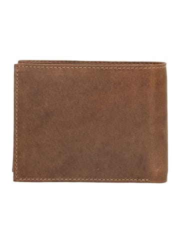 HIDE & STITCHES Leder-Geldbörse in Hellbraun - (B)12 x (H)9,5 x (T)2 cm