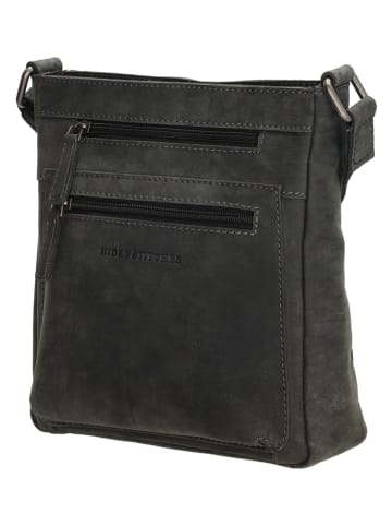 HIDE & STITCHES Leren schoudertas zwart - (B)21 x (H)23 x (D)6 cm